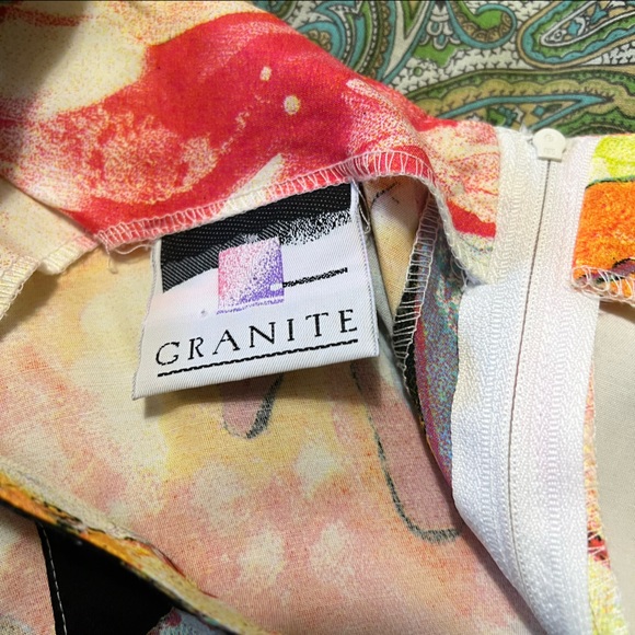 Vintage Crystal Floral Abstract 90s Sleeveless Dress M - Picture 5 of 10